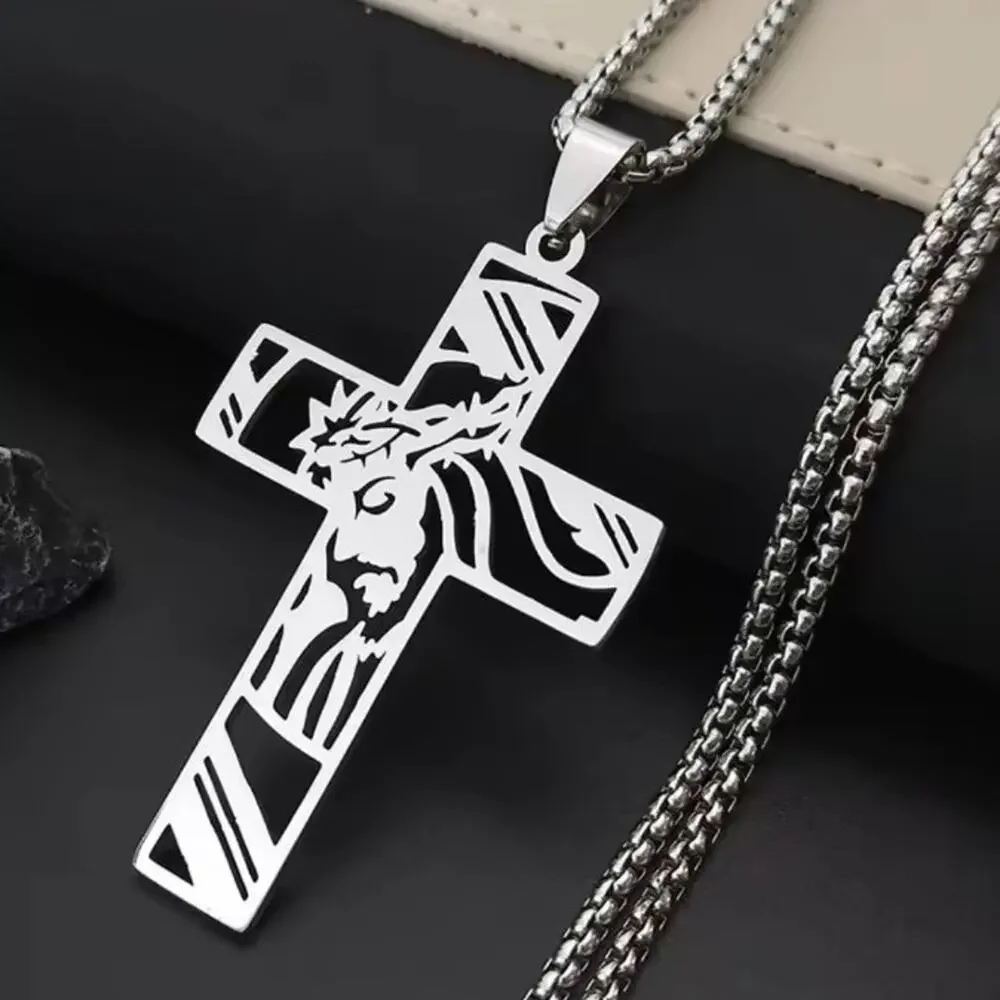 Crucifix Cross Necklace Crown of Thorns Jesus Christmas Men's Birthday Gift NEW!